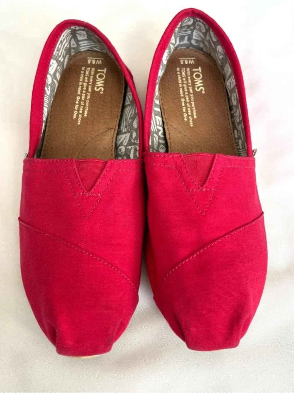 TOMS Alpargata Magenta Pink Canvas Shoes Size 8.5